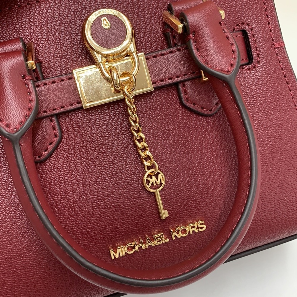 MICHAEL KORS HAMILTON XSMALL SATCHEL CROSSBODY DARK CHERRY COLOR - Picture 14 of 16